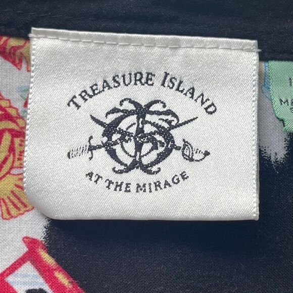 Treasure Island Men's Hawaiian Short Sleeve Button-Down Shirt  Black XL - Picture 5 of 10